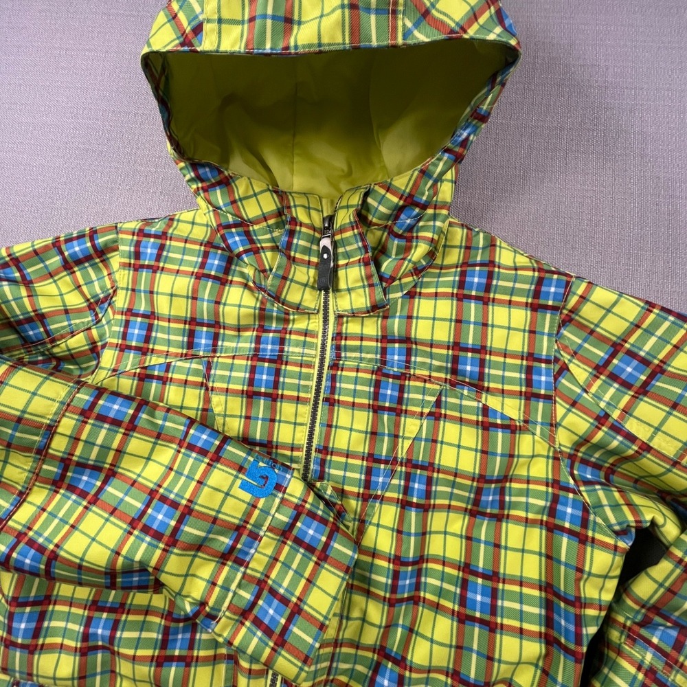 Burton Dryride Womens M‎ Snowboard Jacket Aloe Gypsy Plaid Insulated Hooded